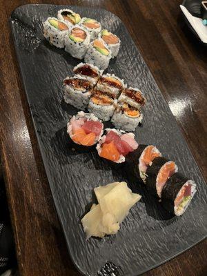 Maki combo- (3 rolls) Sweet Potato Roll, Salmon Roll , Alaska Roll