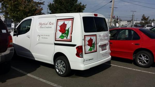 This is my 2015 Chevy City Express with it's brand new signage done by Gary on October 7th!! What wonderful work!