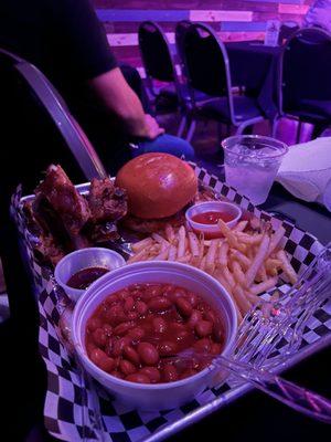 BBQ Plate Ribs BBQ Sandwich Beans Fries