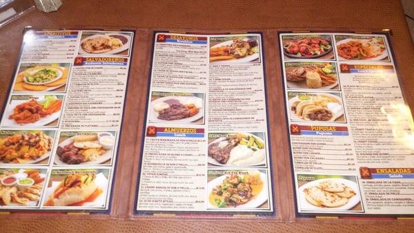 Large menu with plenty to choose from.