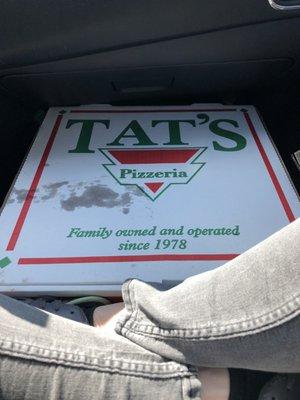 Traveling Tat's pizza box!