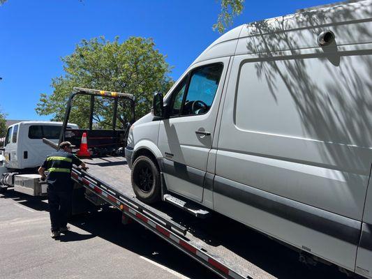 My RV being loaded in Reno.