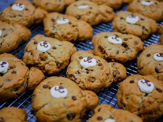 Chocolate chip and walnut cookies