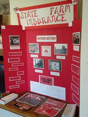 State Farm history fair project in the office entryway .