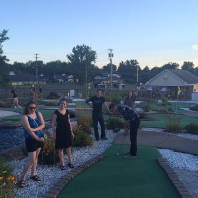 Golf at sunset.