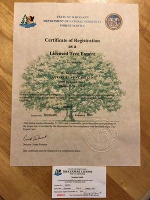 Stephen T. Smith, Owner Md. Lic. Tree Expert #552 Licensed since 1996