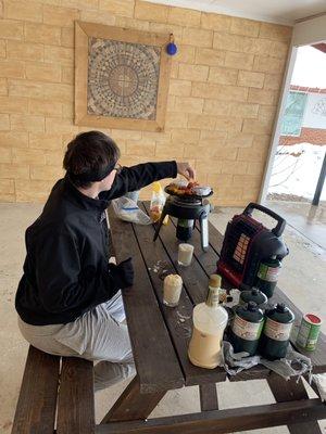 Covered picnic area for grilling and eating. Each unit has its own picnic area!