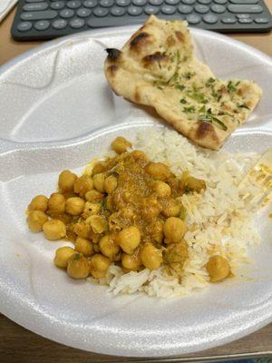 Delivery - Chana masala, rice, chili naan