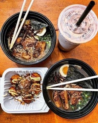 2. Tonkotsu Ramen - 1. Shoyu Ramen - Bubble Tea - Takoyaki