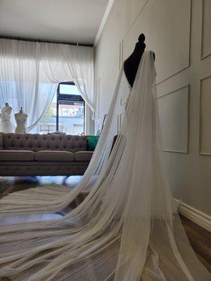 Custom made wedding dress with detachable capes