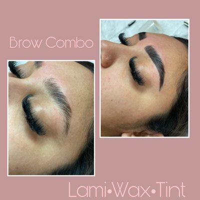 Brow Lamination, Wax and Tint is aka Brow Combo.  Wax to give its beautiful clean shape, lami & tint to have the ultimate instagram brow