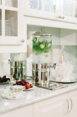 Enjoy a refreshing glass of cucumber and mint infused water while you wait for your next spa experience to begin.