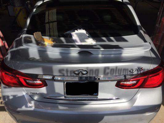 13 Infiniti q76s rear spoiler install.