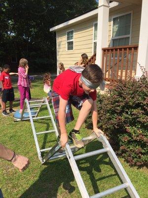 Vacation Bible School - The blind obstacle course like Paul being led into Damascus.