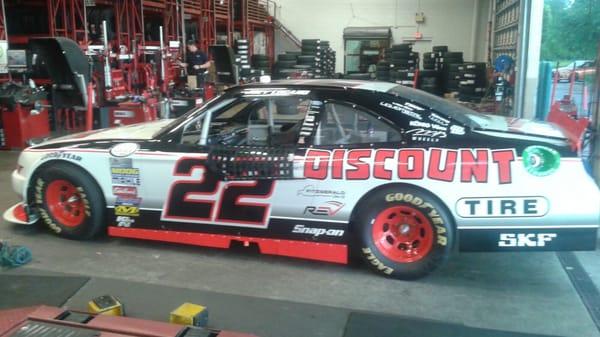 Joey Logano's Xfinity Ford Mustang at the shop