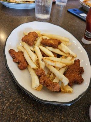 Chicken nuggets and fries, kids' menu