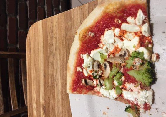 Goat cheese pizza for those who prefer dairy free