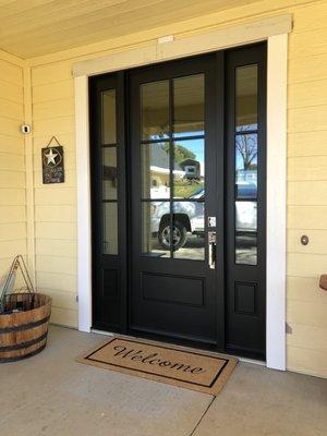 Our new front door with the film. What a difference! You can't see in at all.