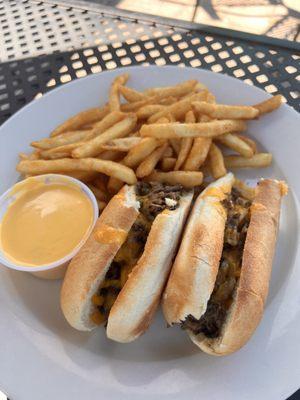 Philly cheesesteak and fries