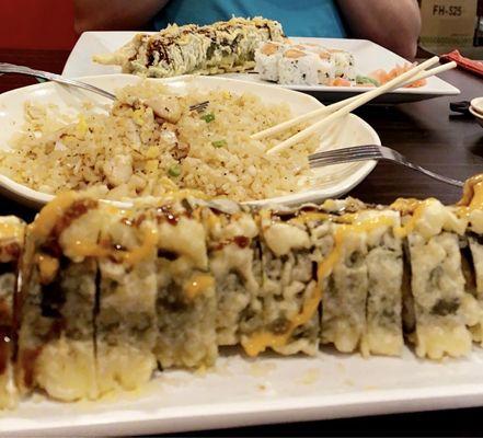 Superman Sushi Rolls, Chicken Fried Rice & a Spicy Tuna Sushi Roll