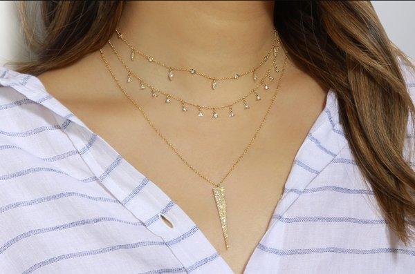 Trendy, dainty necklaces in 14K Gold. Perfect for layering.