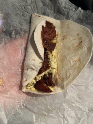 Bacon egg and cheese taco