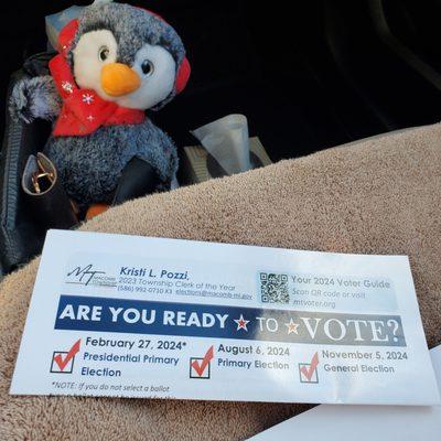 "Election Day is on February 27th.  Advertisement I received in mail from Clerk with My Absentee Ballot to Vote!"  2/12/2024