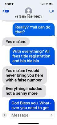 Said he would never bring me back under a false number, ya right.