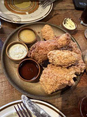 Fried chicken and dipping sauces