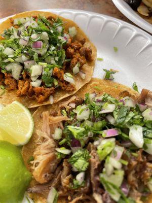 Chorizo and Carnitas Tacos