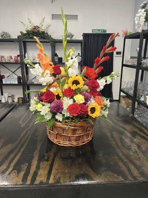 Florist choice sympathy floral basket.