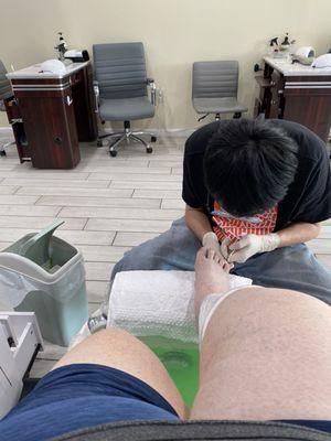 Awesome foot massage with hot rocks and a pedicure