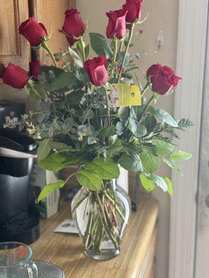 Floral arrangements with red roses