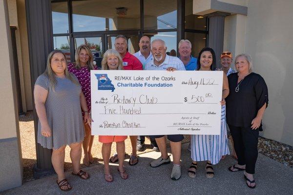 The Board donated $500 to the Sunrise Beach/ Laurie Rotary Club for the Pumkin' Chunkin' Palooza.