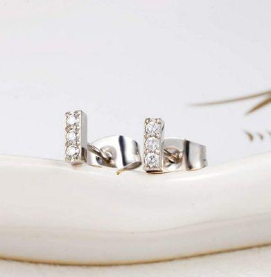 titanium earring studs rectangular