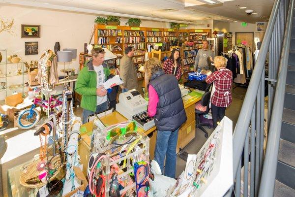 Aspen Thrift Shop's main floor with cash register.