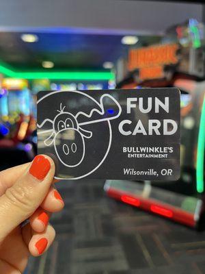 Load your money onto this card to play arcade games