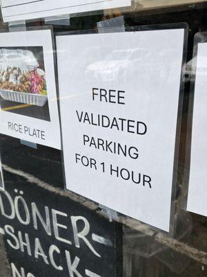 Free parking without validation for 20 minutes