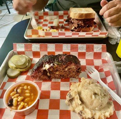 BBQ meatloaf and beef brisket....both really good! Beans are outstanding as well!