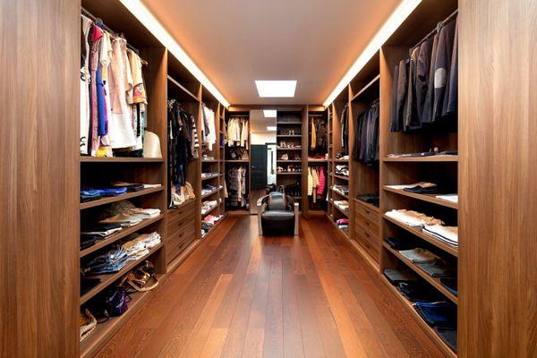 Rich Wood Walk-in Wardrobe Closet - Brentwood