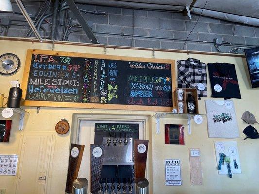 June 2, 2023, Spotted Dog Brewery, Las Cruses, New Mexico,- Menu on the wall