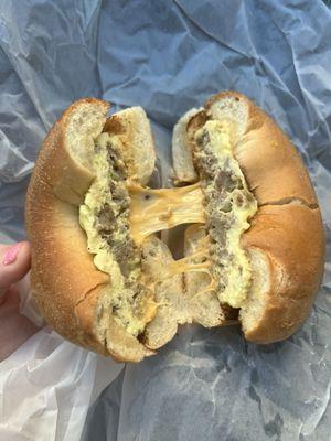 Bagel sausage egg and cheese