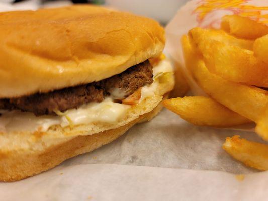 Homemade Cheeseburger with Fries and Drink