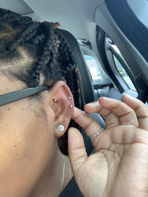 Helix piercings