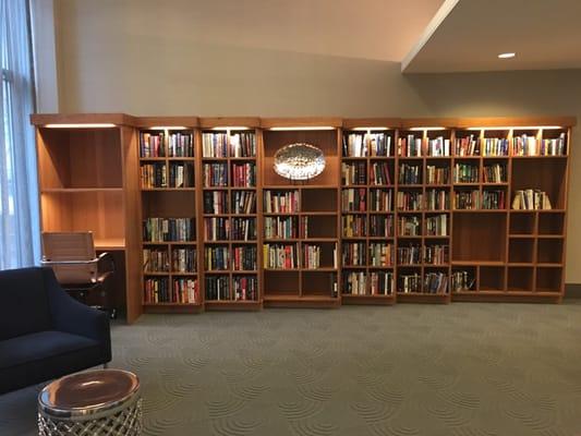 Book share library at the regatta with a desk and custom bookshelves