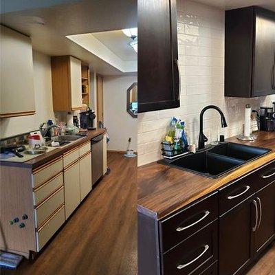 Before and after kitchen cabinet remodel