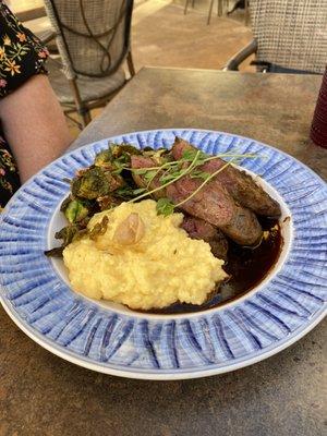 Lamb with polenta and Brussel sprouts