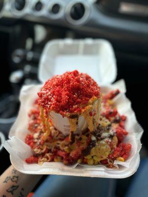 Volcano w/ hot Cheetos