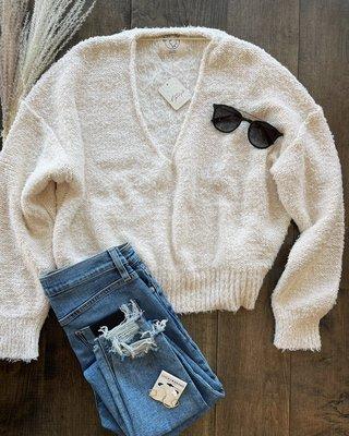 Free People sweater + Hudson jeans