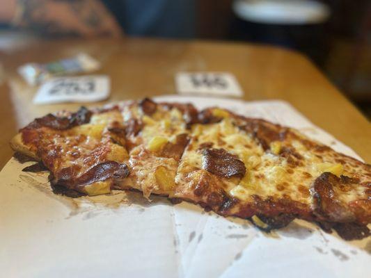 Pineapple and bacon pizza